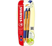 STABILO - Bolígrafo retráctil pointball - Pack de 2 unidades, colores azul y negro