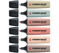 STABILO Marcador BOSS ORIGINAL NatureCOLORS - Estuche con 6 colores (verde barro, verde tierra, ocre oscuro, siena, beige, gris cálido)