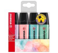 Stabilo Boss Original Punta Plana Pastel Resaltadores, Paquete de 4-70/4-2