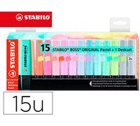 Stabilo Boss Rotulador Fluorescente 70 Pastel Set de Escritorio 15 Unidades Colores Surtidos - STABILO