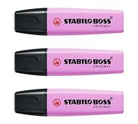 STABILO Boss - Subrayadores originales de color morado pastel esmerilado, 3 unidades