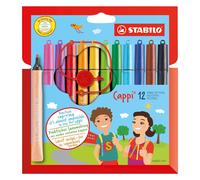 STABILO Cappi Bolígrafo De Fieltro Con Punta, Cartera De 12 Colores Surtidos