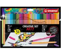 STABILO Creative Set - Punto 88 y Bolígrafo 68 - ARTY - Pack de 36 - Colores pastel surtidos