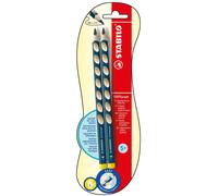 Lápiz ergonómico fino STABILO EASYgraph S - Pack con 2 unidades color de cuerpo petróleo - Modelo para zurdos