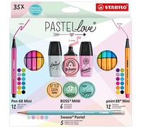 Set Stabilo Pastel Love Mini World Pen 68 / Point 88 / Boss / Swano 35 Unidades Surtidas