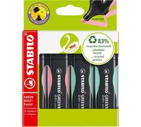 Marcador fabricado con 83% plásticos reciclados STABILO GREENBOSS Pastel - Estuche con 4 colores