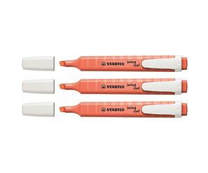 STABILO Juego de 3 resaltadores Swing Cool Pastel Edition Punta 1-4 mm, color rojo coral