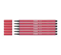 STABILO Juego de 6 rotuladores de dibujo PEN 68, punta media, 1 mm, color rojo oscuro