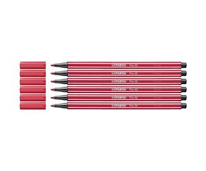 STABILO Juego de 6 rotuladores de dibujo PEN 68, punta media, 1 mm, color rojo oscuro