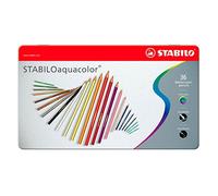 Stabilo - Lápices de colores acuarela (36 unidades, estuche metálico), color azul