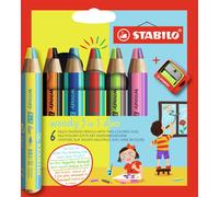 STABILO Lapices de colores woody 3 en 1 duo estuche de 6 colores surtidos 6 unid