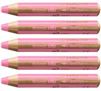 STABILO Woody 3 en 1 Multiuso Lápiz con Sacapuntas - Rosa Oscuro, Pack of 5