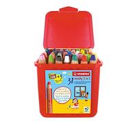 Stabilo Woody - Lápices de colores 3 en 1, caja de 38 y 3 sacapuntas, con 13 colores diferentes, (Paquete de 1)