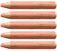 STABILO - lápiz de color, acuarela y cera - woody 3 in 1 | pack de 5, rojo pastel