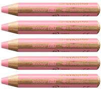 STABILO - lápiz de color, acuarela y cera - woody 3 in 1 | pack de 5, rosa pastel