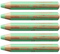 STABILO - lápiz de color, acuarela y cera - woody 3 in 1 | pack de 5, verde pastel