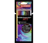 Lápiz de color acuarelable STABILOaquacolor - Estuche ARTY con 12 colores