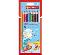 STABILO - Lápiz de color acuarelable - STABILOaquacolor - Estuche de 12 - 12 colores