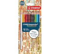 STABILO - Funda de cartón con 12 lápices de colores acuarelables Aquacolor Edition NatureCOLORS