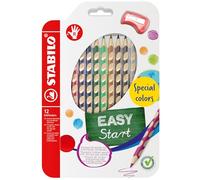 STABILO Easycolors - Lápices de colores ergonómicos para diestros (12 unidades, con sacapuntas, 12 colores diferentes)