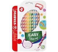 STABILO Lápiz de color ergonómico EASYcolors START - Estuche con 12 colores y 1 sacapuntas - Modelo para diestros