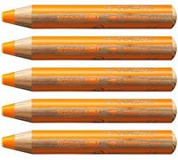 STABILO, Lápiz de color multifunción Woody 3 en 1 - Caja con 5 unidades - Color naranja