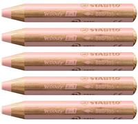 STABILO Lápiz de color multitalento woody 3 en 1 color albaricoque - Caja con 5 unidades