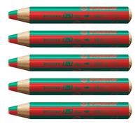 STABILO - Lápiz de color multitalento - woody 3 en 1 duo - Mina bicolor - Pack de 5 - rojo/verde oscuro