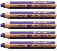 STABILO Lápiz de color Multitalento Woody 3 en 1 Caja con 5 unidades Violeta
