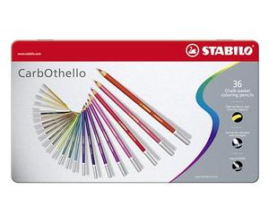 STABILO - Lápiz de color tiza-pastel - CarbOthello - Estuche metálico de 36 piezas - 36 colores diferentes