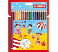STABILO Lápiz de color Trio Thick triangular grueso – Estuche con 18 colores