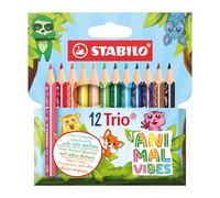 Stabilo trio animal vibes pack con 12 lapices de colores - estampados