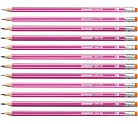 STABILO - lápiz de grafito con goma de borrar - pencil 160 | rosa, pack de 12, grado de dureza HB