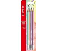 STABILO - lápiz de grafito con goma de borrar - Swano Pastel | pack de 4, grado de dureza HB