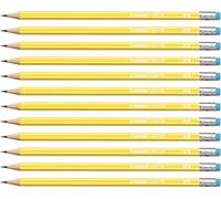STABILO - Lápiz de grafito con goma - Pencil 160 - Pack de 12 - color de cuerpo amarillo - DurezaHB