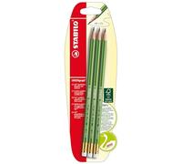 Lápiz de grafito con goma fabricado con madera certificada PEFC STABILO GREENgraph - Pack con 3 lápices