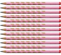 STABILO Easygraph - Lápiz triangular ergonómico para diestros, color rosa pastel, 12 unidades, dureza HB