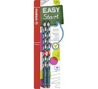 STABILO - lápiz de grafito triangular ergonómico para diestros - EASYgraph | petróleo, pack de 2, grado de dureza HB