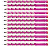 STABILO - lápiz de grafito triangular ergonómico para diestros - EASYgraph | rosa, pack de 12, grado de dureza 2B