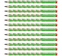 STABILO - Lápiz triangular ergonómico para diestros - EASYgraph en verde - Pack de 12 - Dureza HB