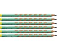 Lápiz de grafito ergonómico STABILO EASYgraph Pastel Edition - Caja con 6 unidades color de cuerpo verde pastel - Modelo para zurdos