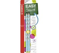 STABILO - lápiz de grafito triangular ergonómico para zurdos - EASYgraph | azul, pack de 2, grado de dureza HB