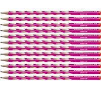 Lápiz ergonómico fino STABILO EASYgraph S - Caja con 12 unidades - Color de cuerpo rosa - Modelo para diestros