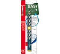 STABILO - lápiz de grafito triangular fino para zurdos - EASYgraph S | petróleo, pack de 2, grado de dureza HB