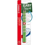STABILO - Lápiz triangular delgado para diestros - EASYgraph S en verde - Pack de 2 - Mina HB