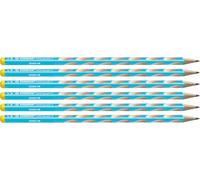 STABILO - Lápiz triangular delgado para zurdos - EASYgraph S en azul - Pack de 6 - Dureza HB