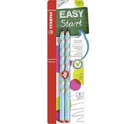 STABILO - Lápiz triangular ergonómico para diestros - EASYgraph en azul - Pack de 2 - Dureza B
