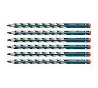 STABILO - Lápiz triangular ergonómico para diestros - EASYgraph en color petrol - Pack de 6 - Dureza HB