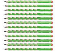 STABILO - Lápiz triangular ergonómico para diestros - EASYgraph en verde - Pack de 12 - Dureza 2B