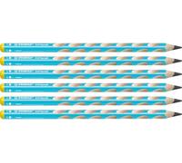 STABILO - Lápiz triangular ergonómico para zurdos - EASYgraph en azul - Pack de 6 - Dureza 2B